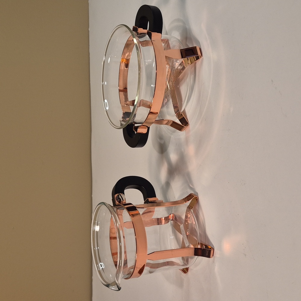BODUM Chambord Classic Copper Tone Metal and Glass Open Sugar and Creamer Set